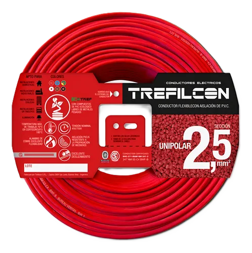 Cable Electrico Normalizado 2,5mm Trefilcon Color Rojo X 50 Metros